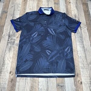 Greyson Performance Polo Golf Shirt Mens M Midnight Blue Wolf Floral Print